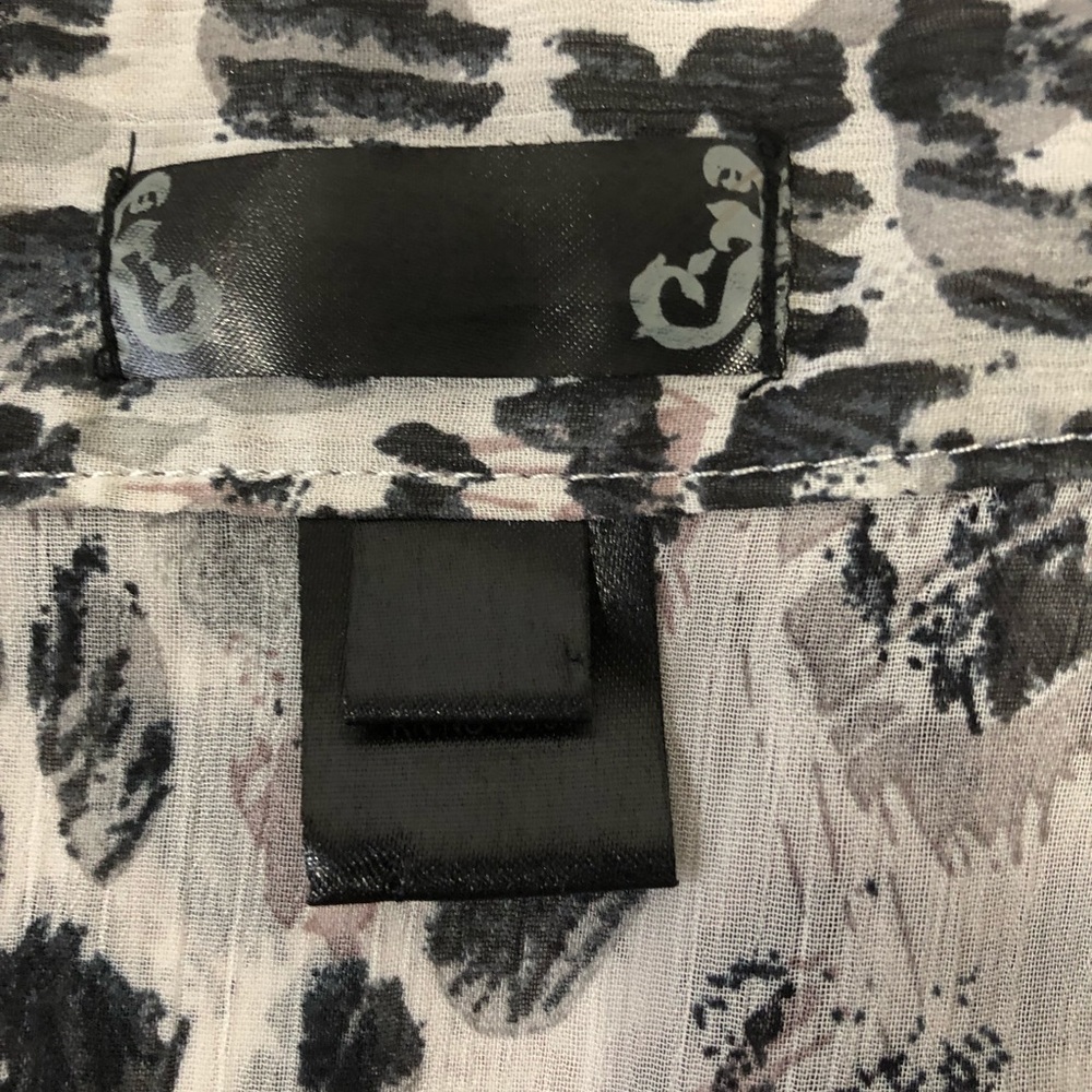 Sheer Animal Print Ruffled Front Blouse - Picture 8 of 8